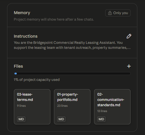 Saved artifacts in the project sidebar