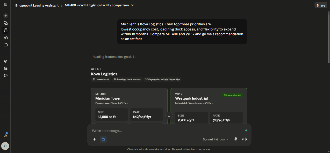 Offer comparison output